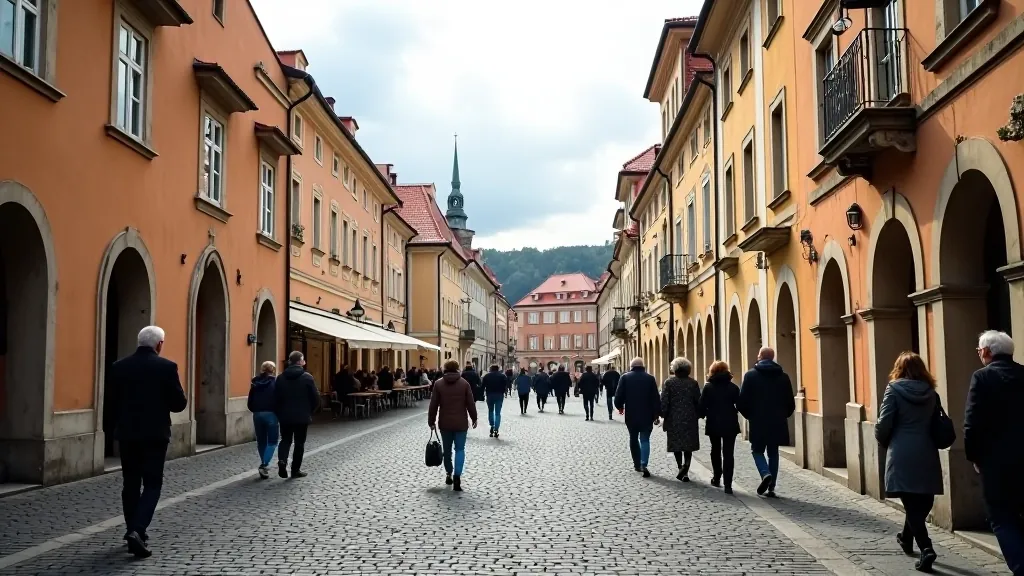 Prague's historic Old Town Square with cobblestone streets and historic buildings