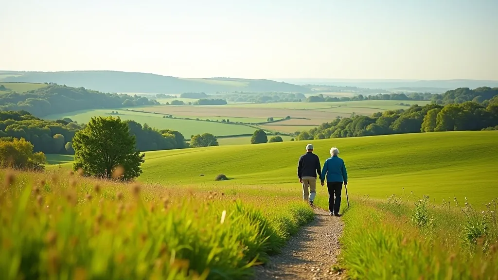 South Moravia countryside landscape with gentle rolling hills and rural paths